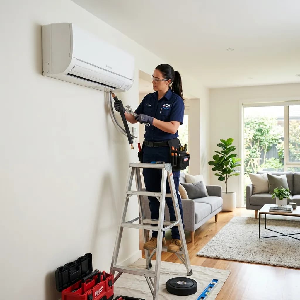 Indoor split system AC installation